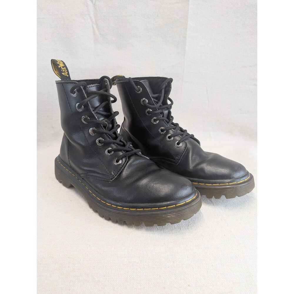Grunge Goth Y2K Women 7 Dr Martens Luana Black Leather Combat Boots UK5